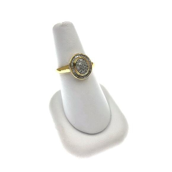 0.25cttw Baguette Diamond Oval Engagement Ring Gold Plated 925 Sterling Silver - Picture 3 of 4